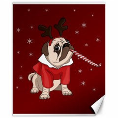 Pug Xmas Canvas 11  X 14   by Valentinaart