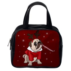 Pug Xmas Classic Handbags (one Side) by Valentinaart