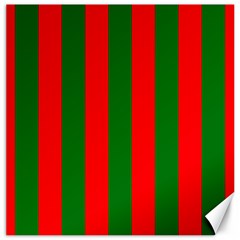 Wide Red And Green Christmas Cabana Stripes Canvas 16  X 16   by PodArtist