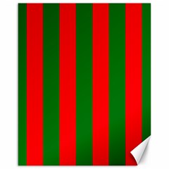 Wide Red And Green Christmas Cabana Stripes Canvas 16  X 20   by PodArtist