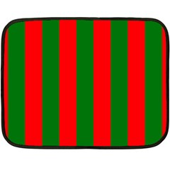 Wide Red And Green Christmas Cabana Stripes Fleece Blanket (mini) by PodArtist