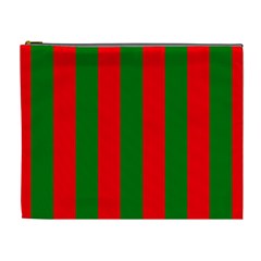 Wide Red And Green Christmas Cabana Stripes Cosmetic Bag (xl) by PodArtist