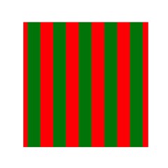 Wide Red And Green Christmas Cabana Stripes Small Satin Scarf (square) by PodArtist