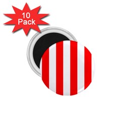 Wide Red And White Christmas Cabana Stripes 1 75  Magnets (10 Pack)  by PodArtist