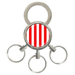 Wide Red And White Christmas Cabana Stripes 3-ring Key Chains by PodArtist