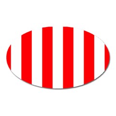 Wide Red and White Christmas Cabana Stripes Oval Magnet