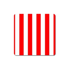 Wide Red and White Christmas Cabana Stripes Square Magnet