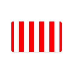 Wide Red and White Christmas Cabana Stripes Magnet (Name Card)