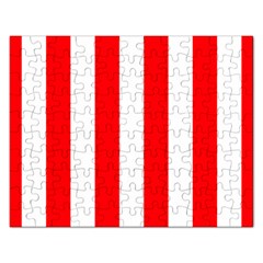 Wide Red and White Christmas Cabana Stripes Rectangular Jigsaw Puzzl