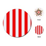 Wide Red and White Christmas Cabana Stripes Playing Cards (Round)  Front