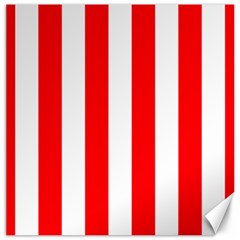 Wide Red And White Christmas Cabana Stripes Canvas 16  X 16   by PodArtist