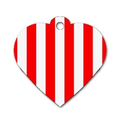 Wide Red and White Christmas Cabana Stripes Dog Tag Heart (One Side)