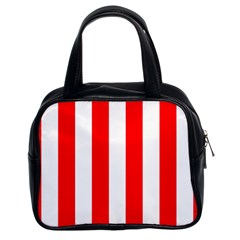 Wide Red And White Christmas Cabana Stripes Classic Handbags (2 Sides) by PodArtist