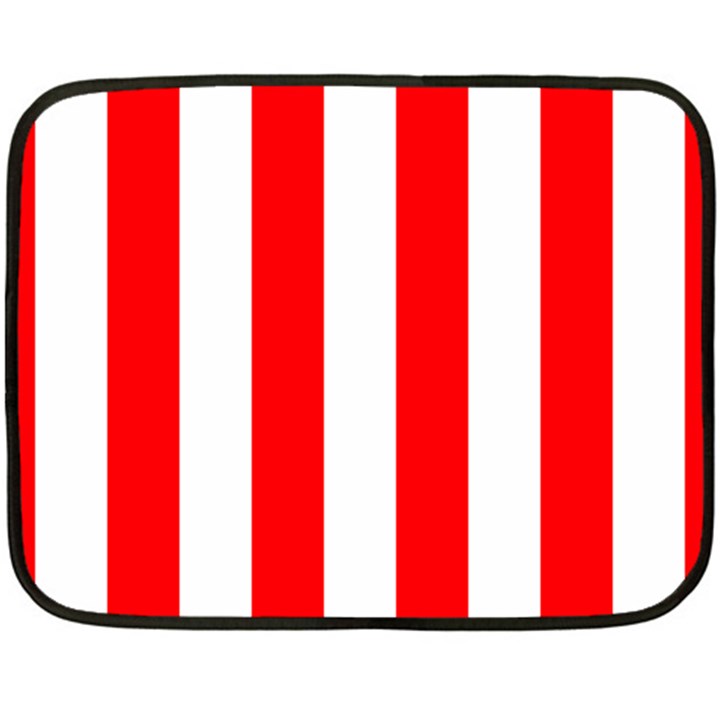 Wide Red and White Christmas Cabana Stripes Fleece Blanket (Mini)