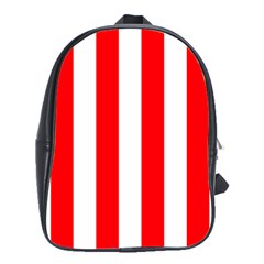 Wide Red And White Christmas Cabana Stripes School Bag (large) by PodArtist