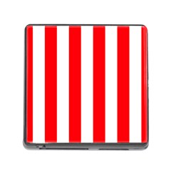 Wide Red and White Christmas Cabana Stripes Memory Card Reader (Square)