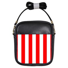 Wide Red and White Christmas Cabana Stripes Girls Sling Bags