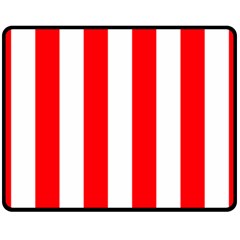 Wide Red and White Christmas Cabana Stripes Fleece Blanket (Medium) 