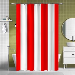 Wide Red and White Christmas Cabana Stripes Shower Curtain 48  x 72  (Small) 