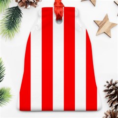 Wide Red And White Christmas Cabana Stripes Ornament (bell) by PodArtist