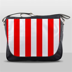 Wide Red and White Christmas Cabana Stripes Messenger Bags