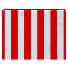 Wide Red And White Christmas Cabana Stripes Cosmetic Bag (xxxl)  by PodArtist