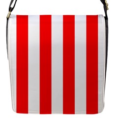 Wide Red and White Christmas Cabana Stripes Flap Messenger Bag (S)