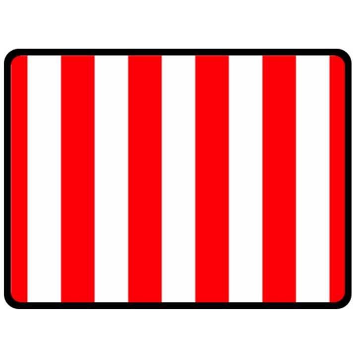 Wide Red and White Christmas Cabana Stripes Double Sided Fleece Blanket (Large) 