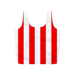 Wide Red and White Christmas Cabana Stripes Full Print Recycle Bags (S) 