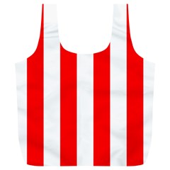 Wide Red and White Christmas Cabana Stripes Full Print Recycle Bags (L) 