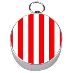 Wide Red And White Christmas Cabana Stripes Silver Compasses by PodArtist