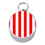 Wide Red and White Christmas Cabana Stripes Mini Silver Compasses Front