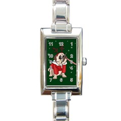 Pug Xmas Rectangle Italian Charm Watch