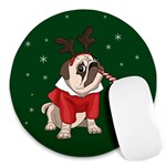 Pug Xmas Round Mousepads Front