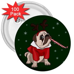 Pug Xmas 3  Buttons (100 Pack)  by Valentinaart