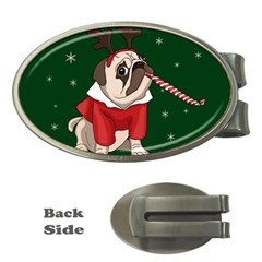 Pug Xmas Money Clips (oval)  by Valentinaart