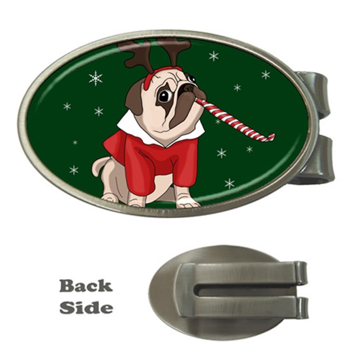 Pug Xmas Money Clips (Oval) 