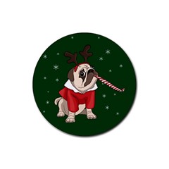 Pug Xmas Rubber Coaster (Round) 