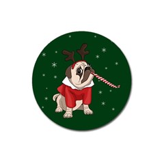 Pug Xmas Magnet 3  (Round)