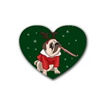 Pug Xmas Heart Coaster (4 pack)  Front