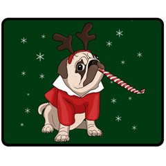 Pug Xmas Fleece Blanket (Medium) 