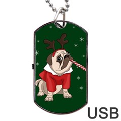 Pug Xmas Dog Tag USB Flash (One Side)