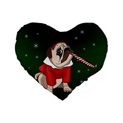 Pug Xmas Standard 16  Premium Heart Shape Cushions