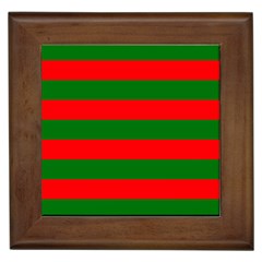 Red And Green Christmas Cabana Stripes Framed Tiles by PodArtist