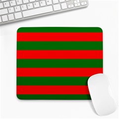 Red And Green Christmas Cabana Stripes Large Mousepads by PodArtist