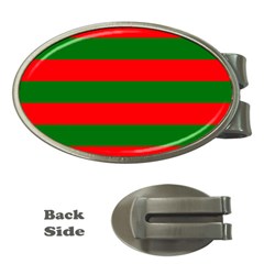 Red And Green Christmas Cabana Stripes Money Clips (oval)  by PodArtist