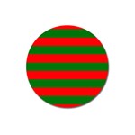 Red and Green Christmas Cabana Stripes Magnet 3  (Round) Front