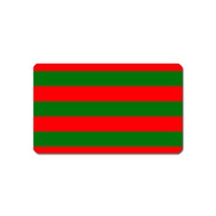 Red And Green Christmas Cabana Stripes Magnet (name Card) by PodArtist