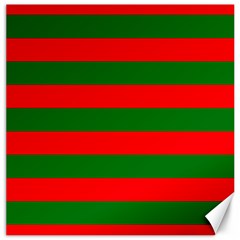 Red And Green Christmas Cabana Stripes Canvas 16  X 16   by PodArtist