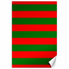 Red And Green Christmas Cabana Stripes Canvas 20  X 30   by PodArtist